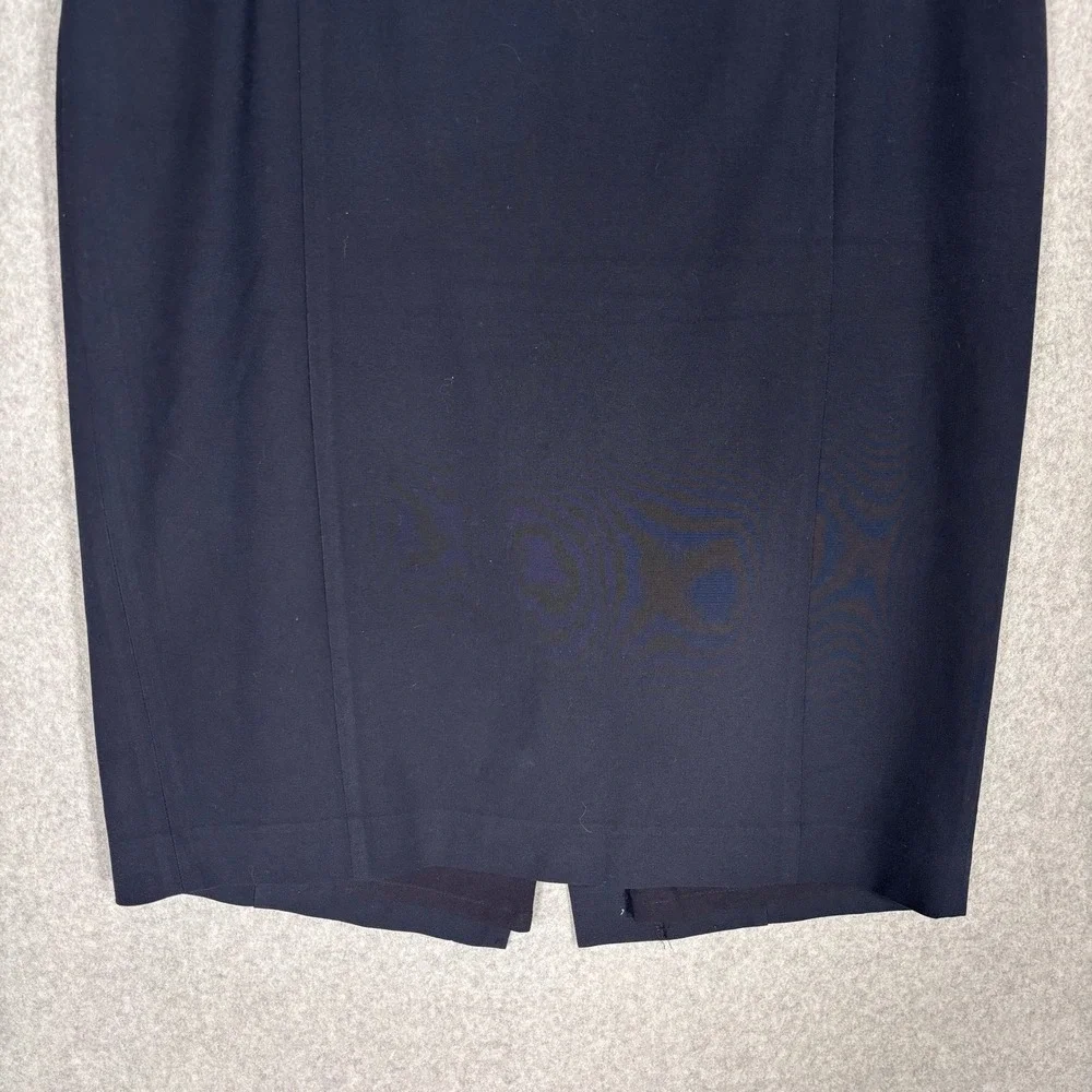Ann Taylor Pencil Skirt 10 Navy Blue Curvy Fit Career Workwear Stretch Office